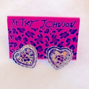 Betsey Johnson Leopard Heart Earrings